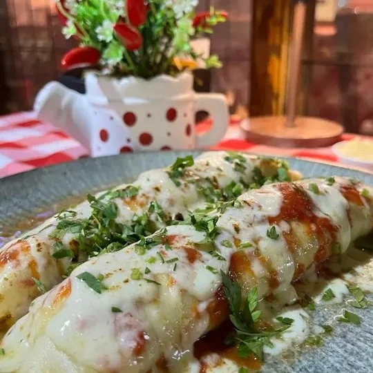 Panqueca de camarão gratinada da Casa Piatto